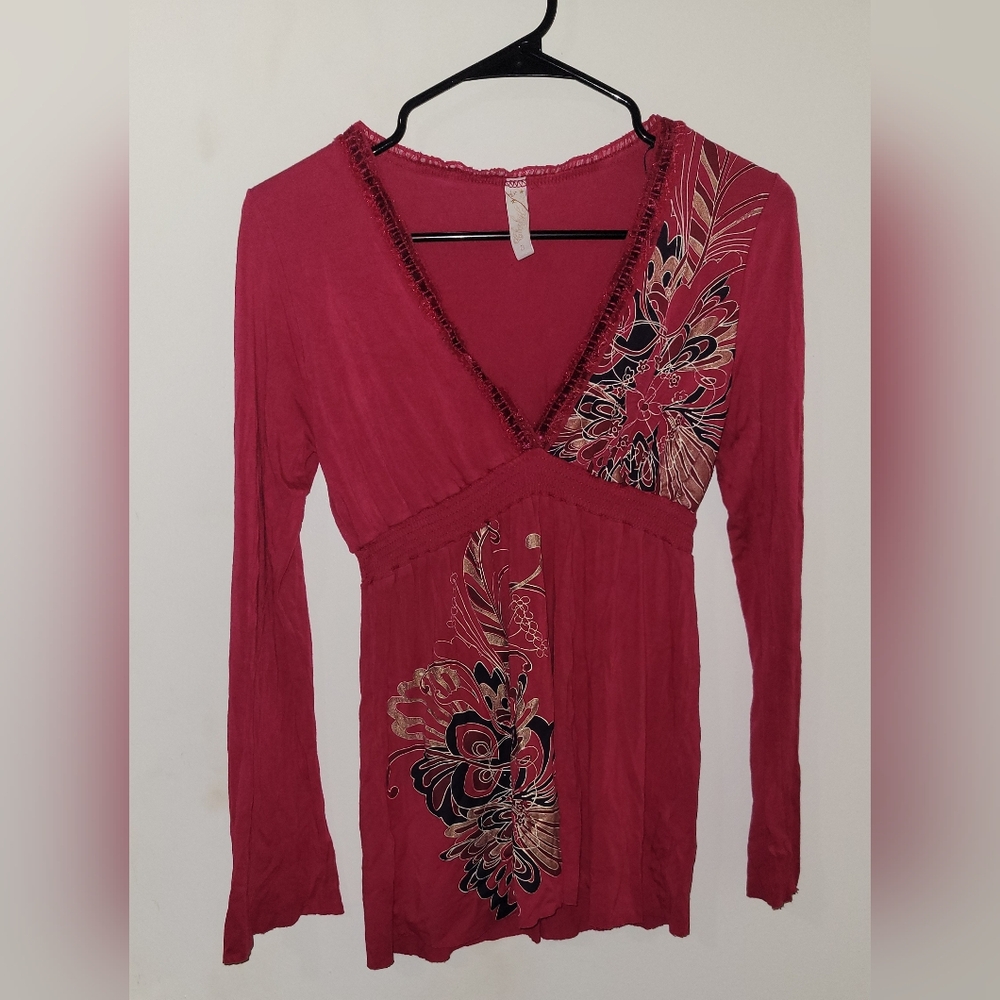 Clock House Vintage Y2K Womens Babydoll Long Sleeve Top Size S/M